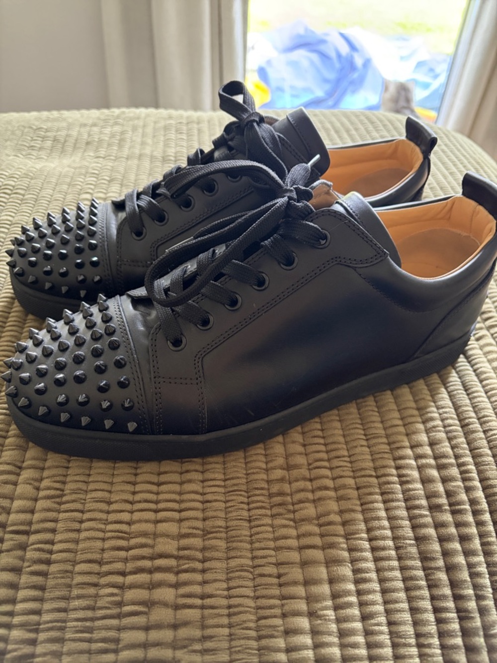 Christian Louboutin Black Spike-Toe Low-Top Sneakers